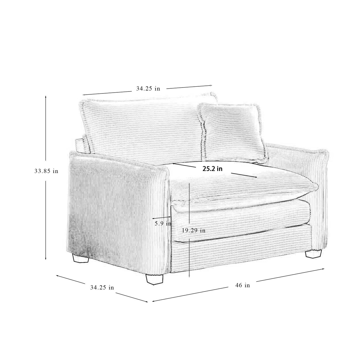 Walker Edison | Corduroy Cloud Deep Seated Accent Sofa Chairs
