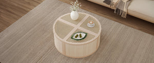 Walker Edison | Modular Round to Square Rattan Coffee Table