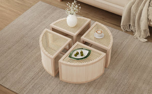 Walker Edison | Modular Round to Square Rattan Coffee Table