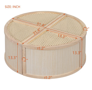 Walker Edison | Modular Round to Square Rattan Coffee Table