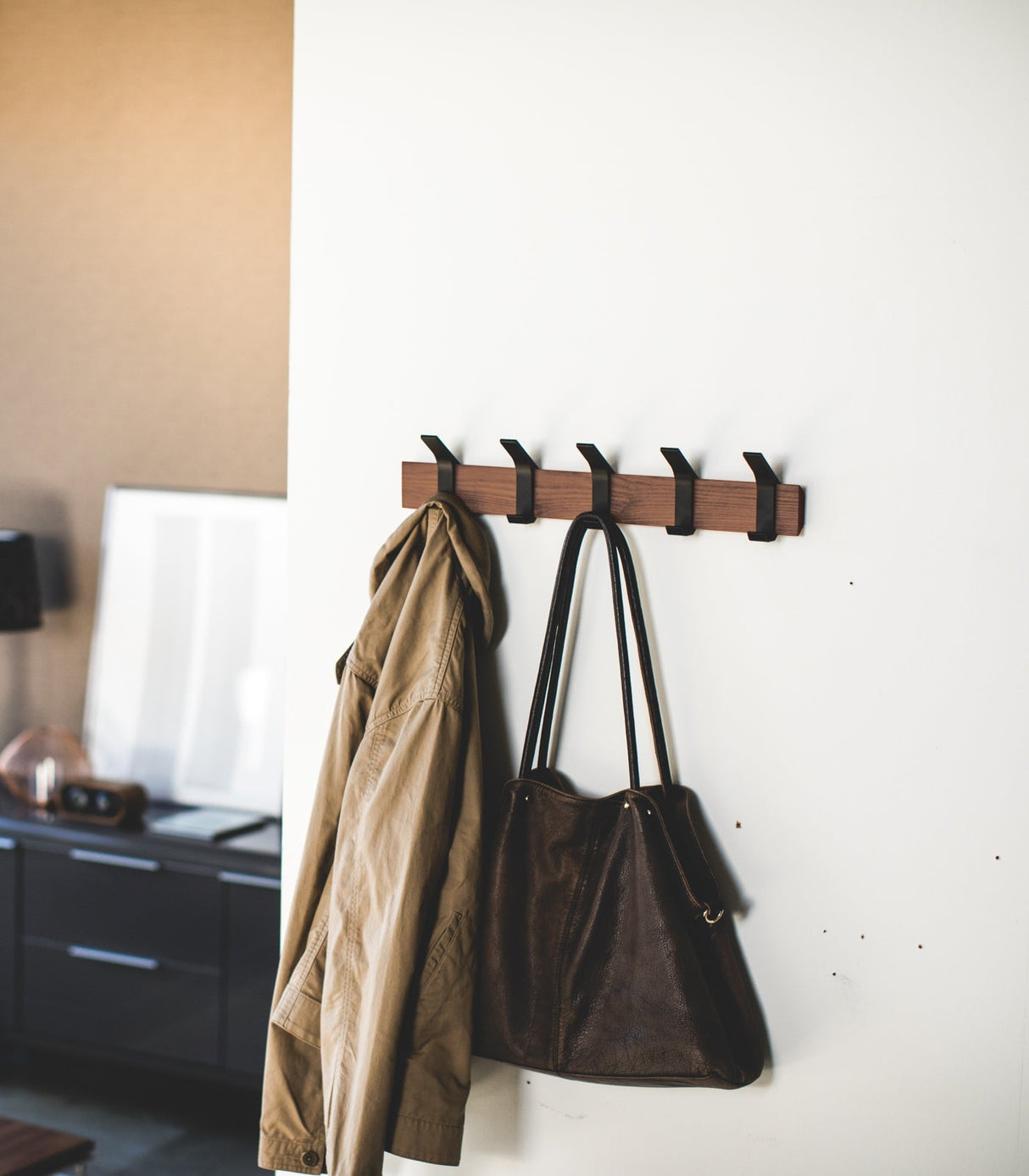 Wall-Mounted Coat Rack - Steel + Wood