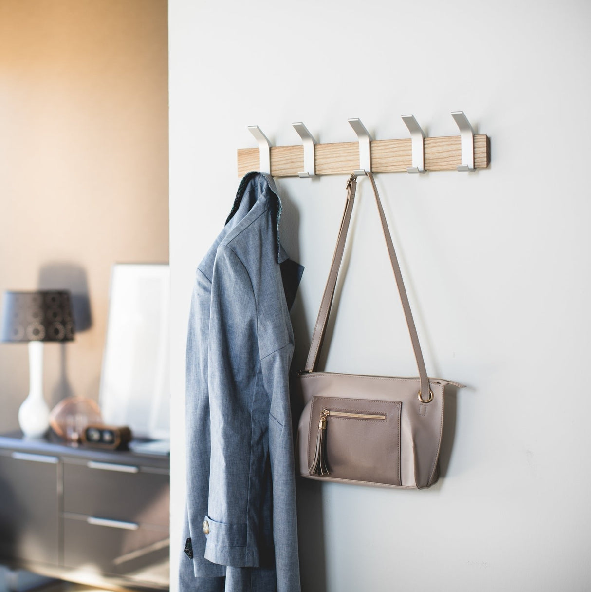 Wall-Mounted Coat Rack - Steel + Wood