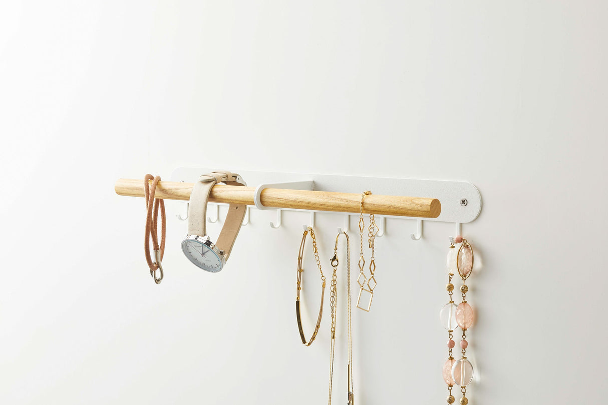 Wall-Mounted Jewelry Rack - Steel + Wood