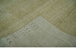 Warm Contemporary Hand Knotted Olive and Brown Design Custom Made Wool area rug