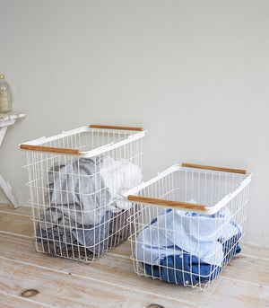 Wire Basket - Two Sizes - Steel + Wood