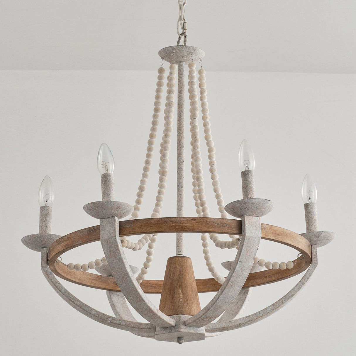 Wood Bead 6-Light Chandelier