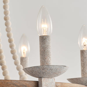 Wood Bead 6-Light Chandelier