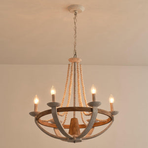 Wood Bead 6-Light Chandelier