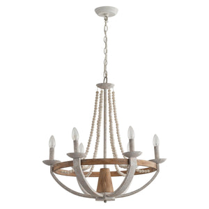 Wood Bead 6-Light Chandelier