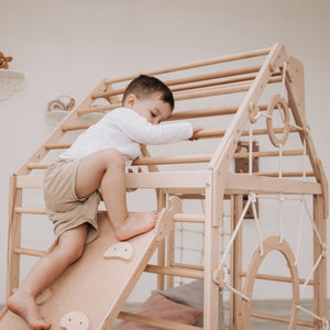 Wood and Hearts Wooden Toddler Climbing Playhouse, Ages 1–6