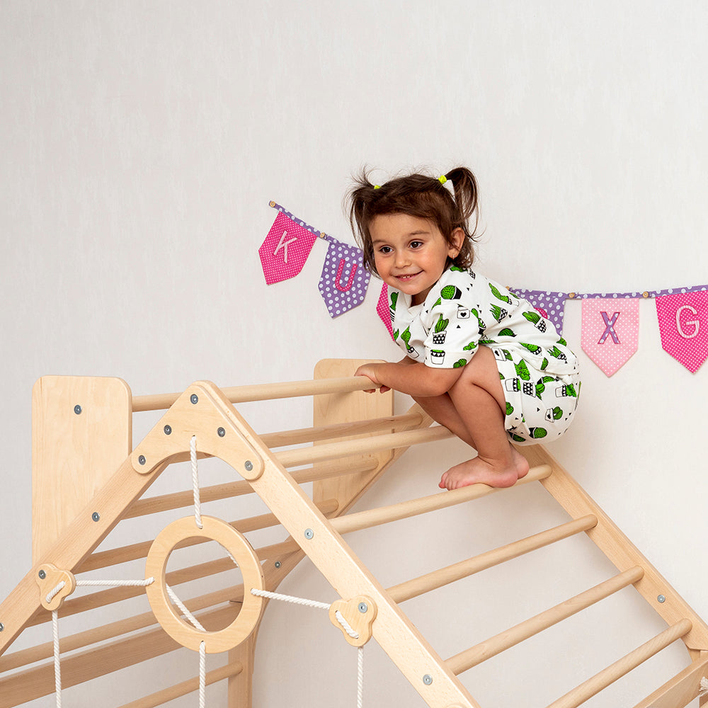 Wood and Hearts Wooden Toddler Climbing Playhouse, Ages 1–6