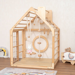Wood and Hearts Wooden Toddler Climbing Playhouse, Ages 1–6