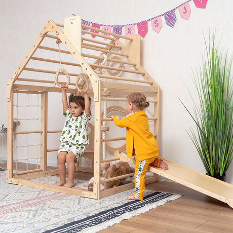 Wood and Hearts Wooden Toddler Climbing Playhouse, Ages 1–6
