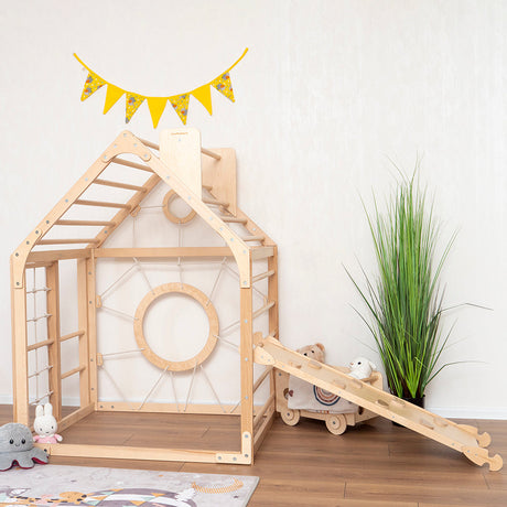 Wood and Hearts Wooden Toddler Climbing Playhouse, Ages 1–6