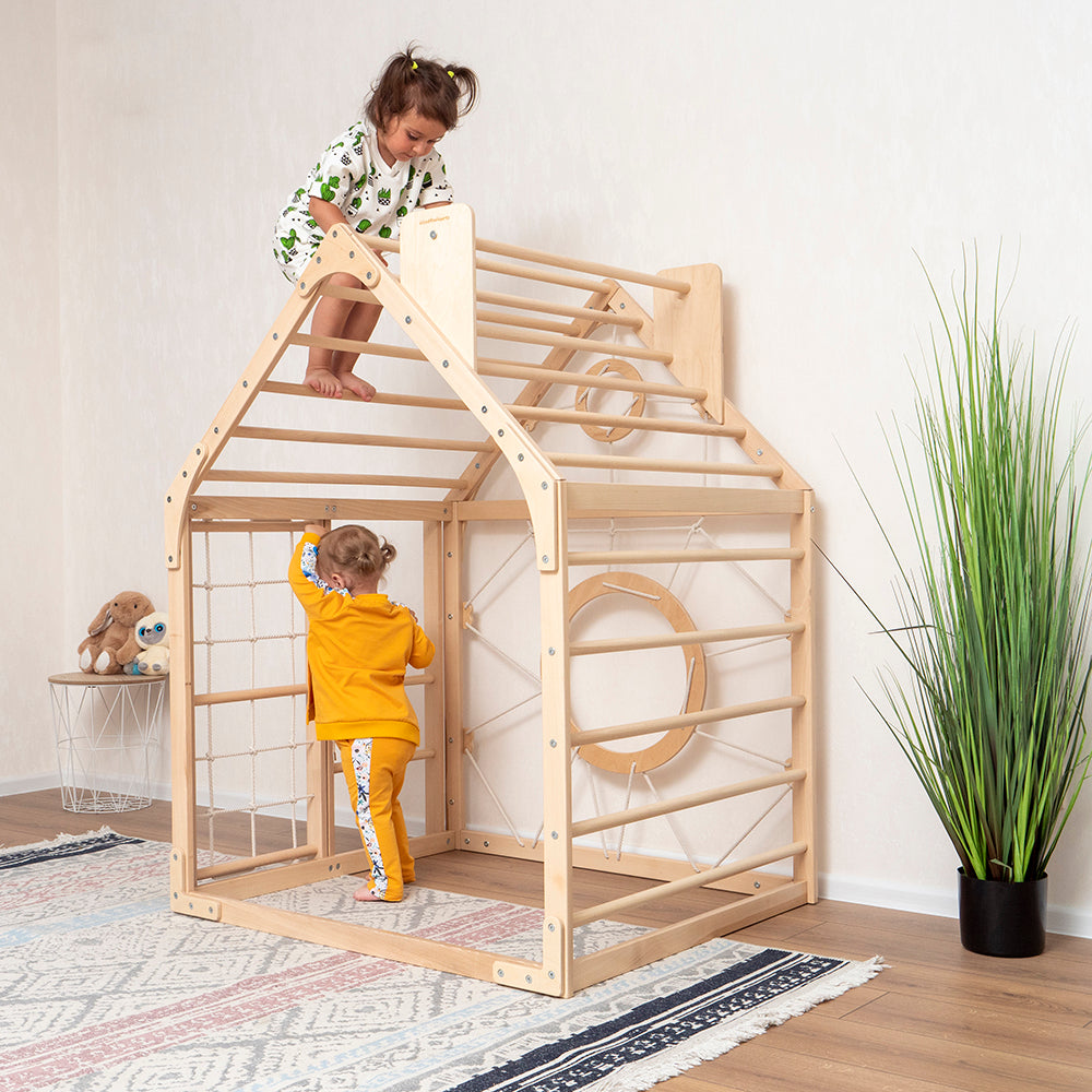 Wood and Hearts Wooden Toddler Climbing Playhouse, Ages 1–6