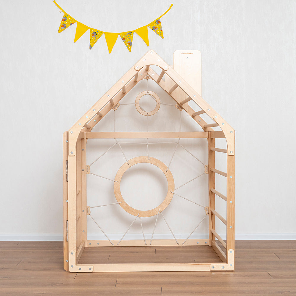Wood and Hearts Wooden Toddler Climbing Playhouse, Ages 1–6