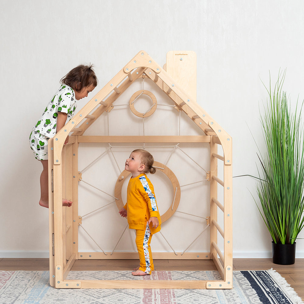Wood and Hearts Wooden Toddler Climbing Playhouse, Ages 1–6