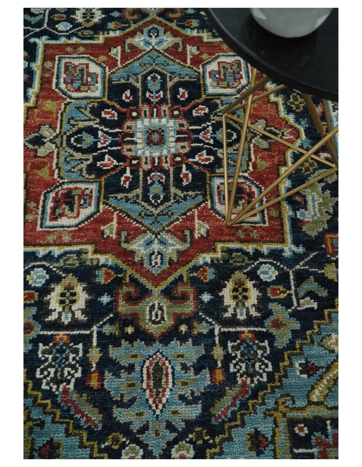 Wool 6x9 Blue and Rust Traditional Persian Antique Area Rug | TRDCP196B69