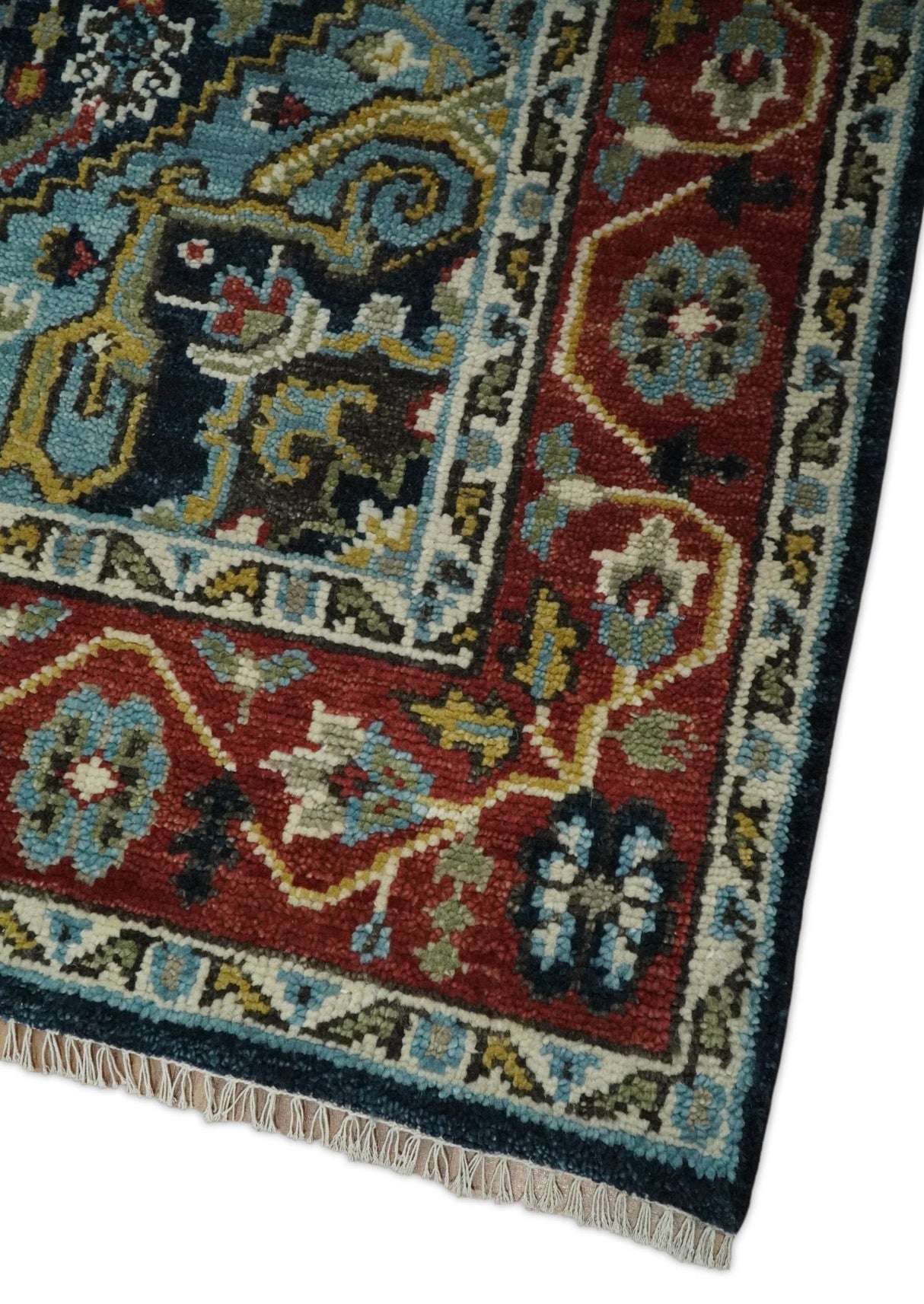 Wool 6x9 Blue and Rust Traditional Persian Antique Area Rug | TRDCP196B69