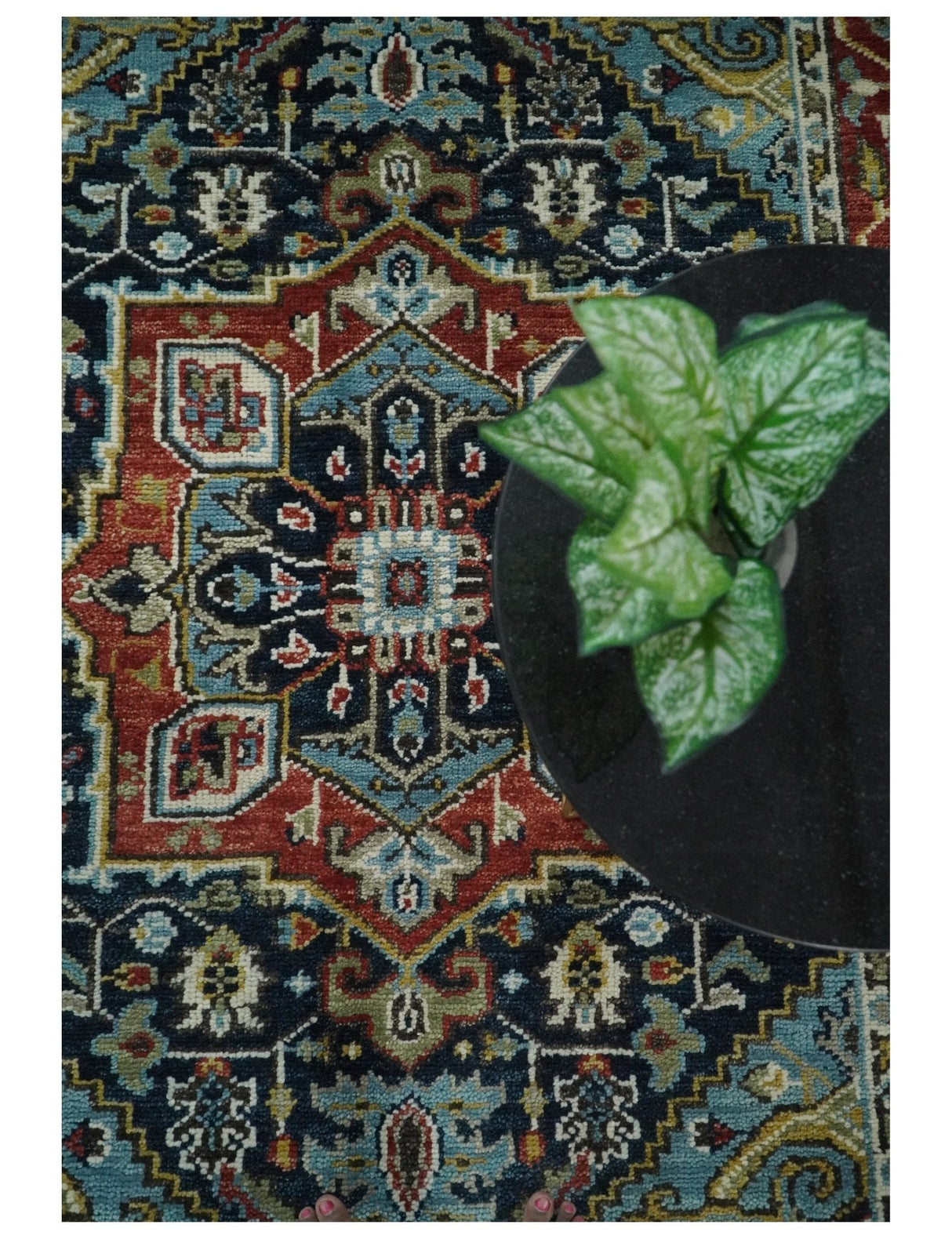 Wool 6x9 Blue and Rust Traditional Persian Antique Area Rug | TRDCP196B69