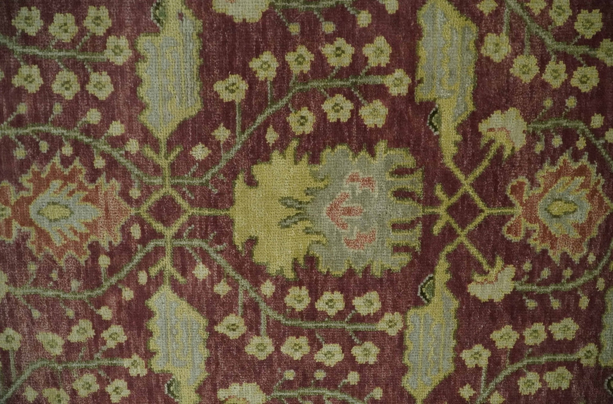 Wool Traditional Brown, Green and Beige 8x10 Floral Hand knotted Oushak Area Rug