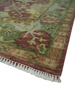 Wool Traditional Brown, Green and Beige 8x10 Floral Hand knotted Oushak Area Rug