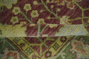 Wool Traditional Brown, Green and Beige 8x10 Floral Hand knotted Oushak Area Rug