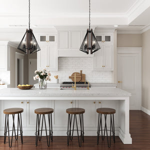 Zenith 4-Light Black & Wood Dimmable Pendant Light
