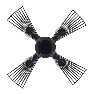 Zenith 4-Light Black & Wood Dimmable Pendant Light